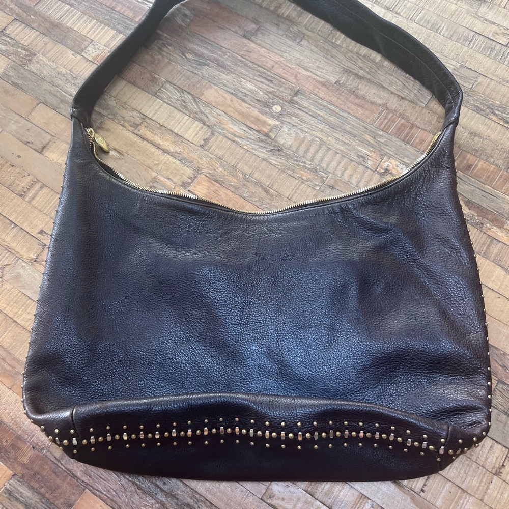 Calleen Cordero Dark brown Stud-Trim Leather Hobo Bag